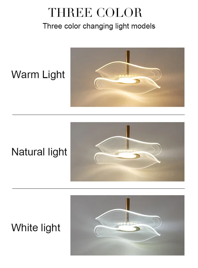Lotus Leaf LED Pendant Light - Modern Gold Acrylic Ceiling Lamp