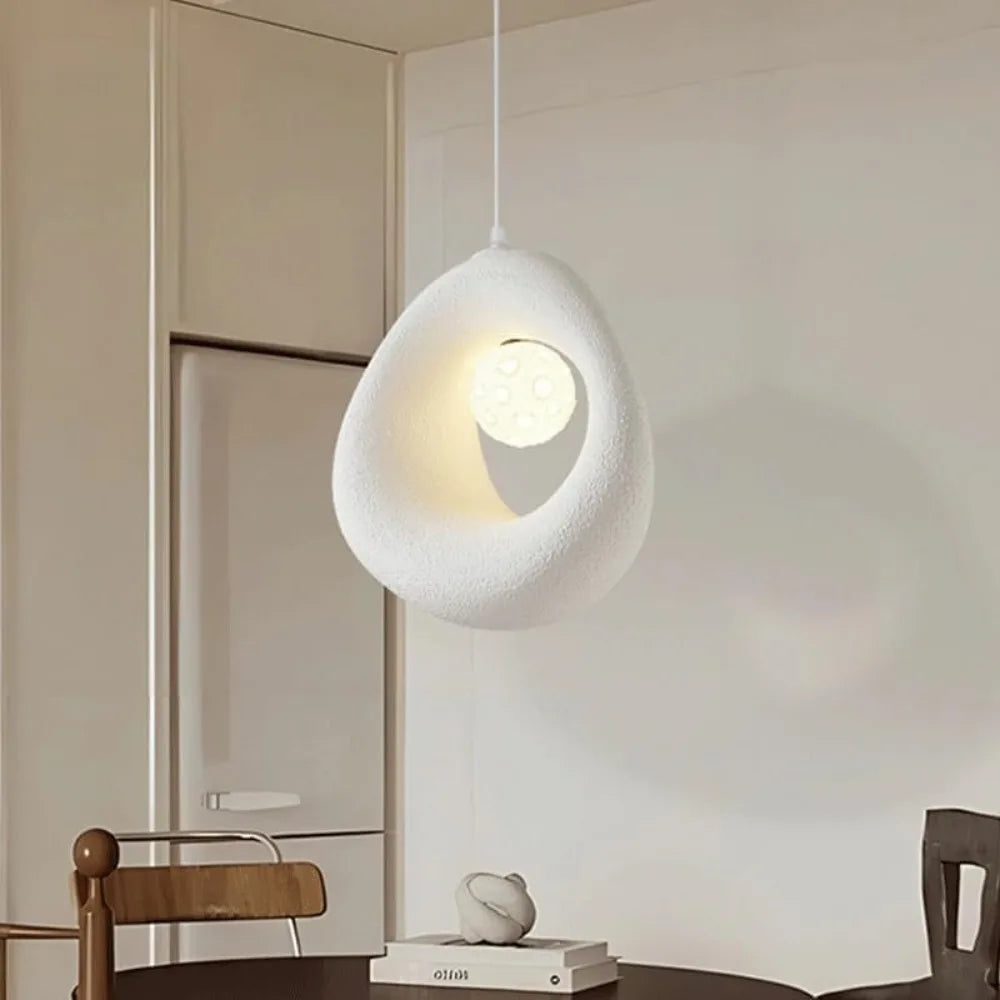 Modern Wabi-Sabi Pendant Light - White Textured Ceiling Lamp