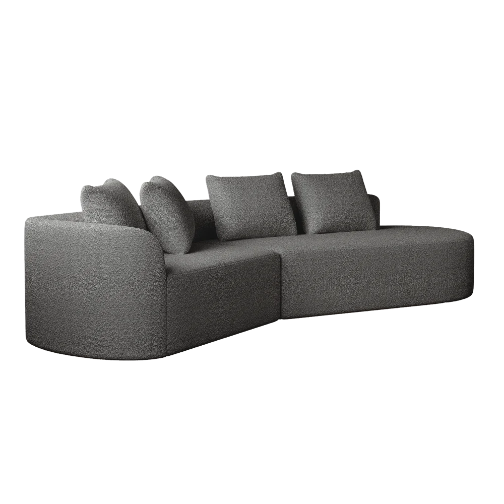 Luxury Dark Gray Chenille Cloud Sofa - 4-Seater Curved Sectional Couch