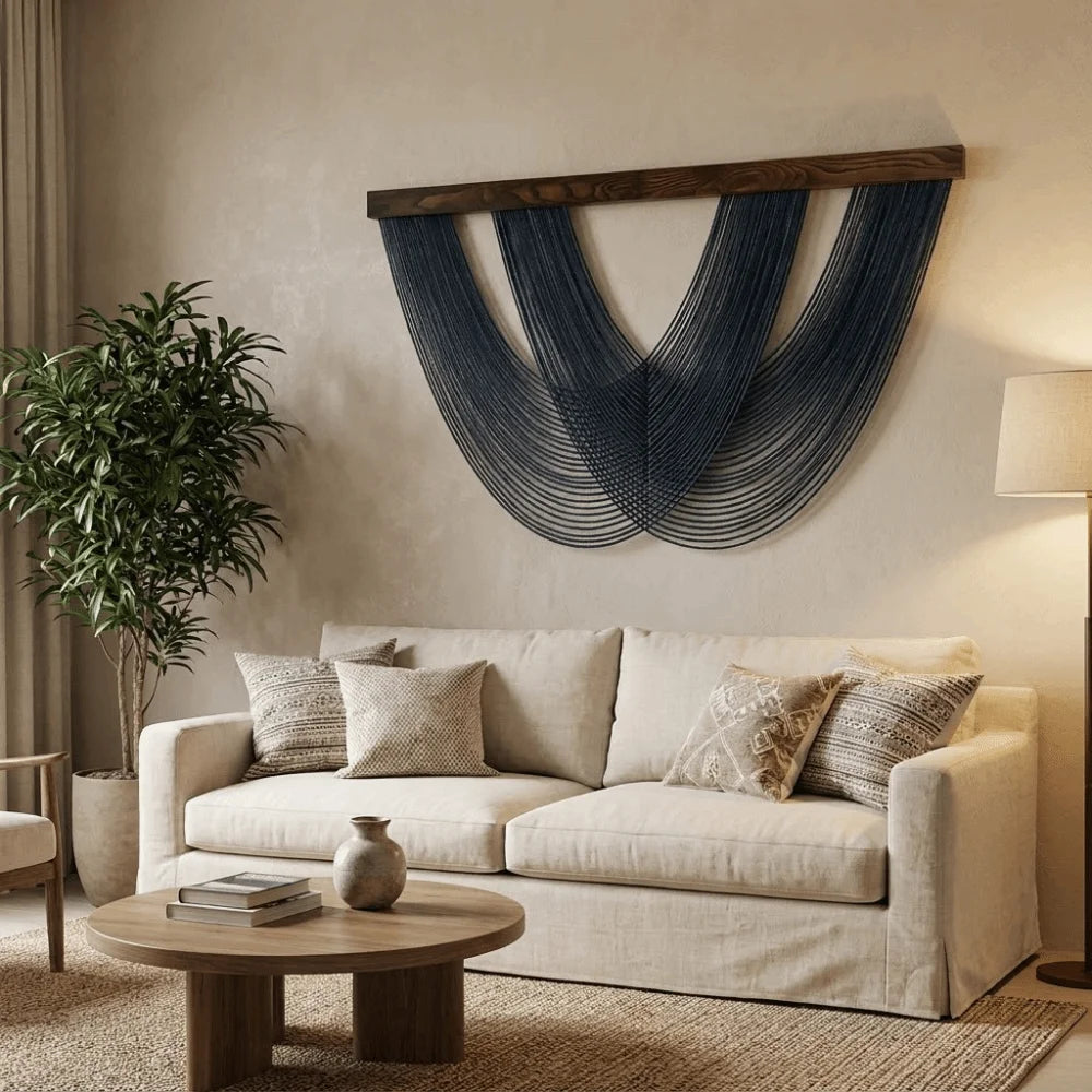 Handgewebte Makramee-Wanddekoration – Nordischer Stil, 100 × 60 cm