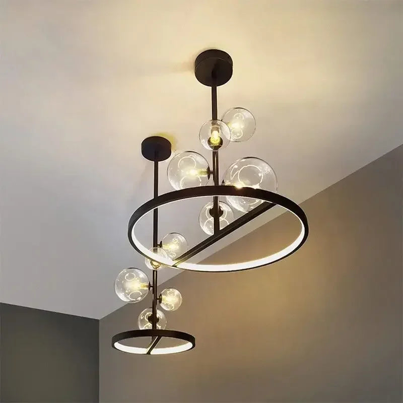 NOSTAGA Glazen Cirkel Hanglamp – LED Kroonluchter