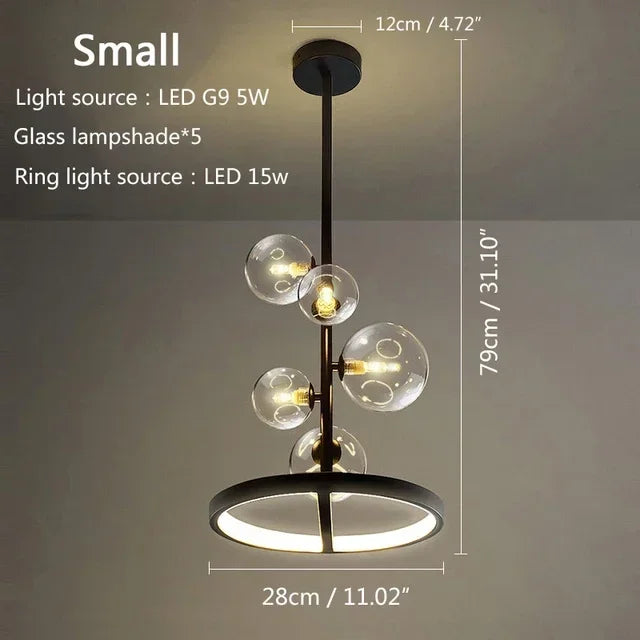 NOSTAGA Glazen Cirkel Hanglamp – LED Kroonluchter