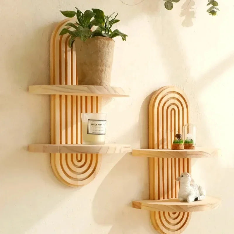 Boho-Wandregal aus Holz