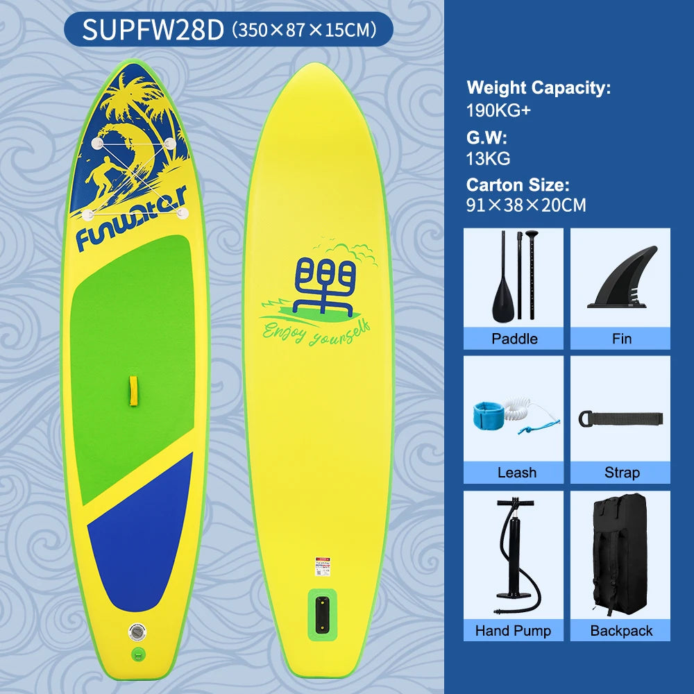 Inflatable SUP board with premium accessories and carrying strap