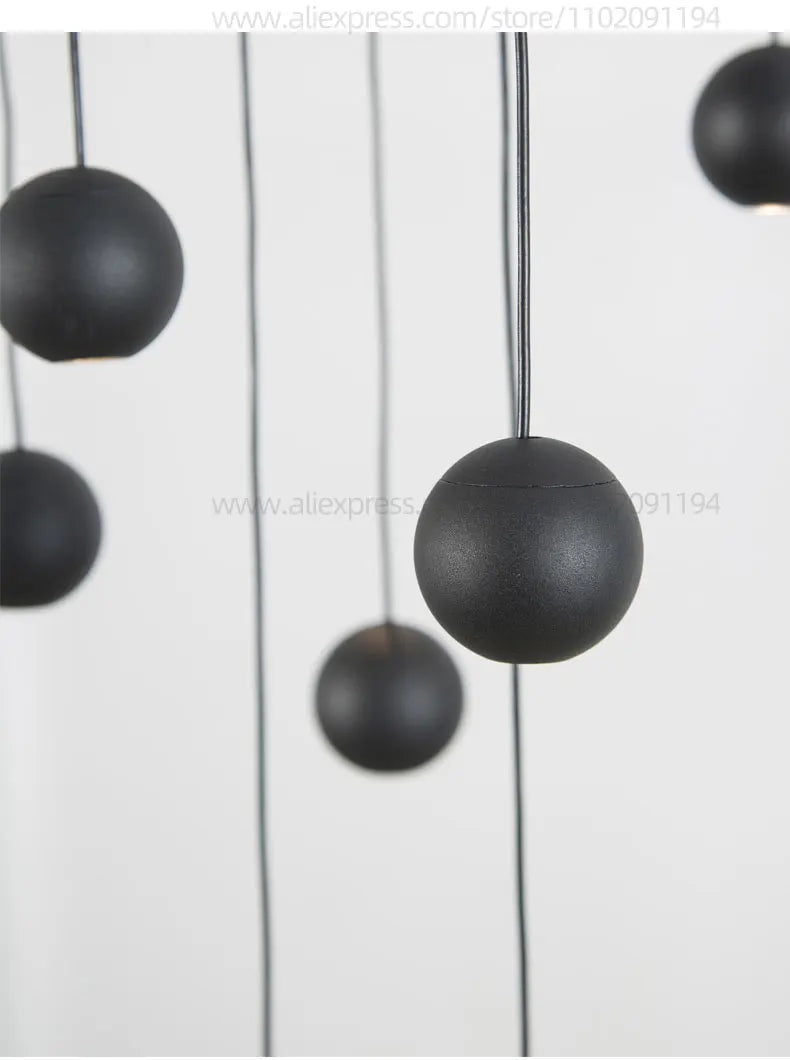 Moderner runder LED-Pendelleuchter – Treppenhausleuchte mit mehreren Leuchten