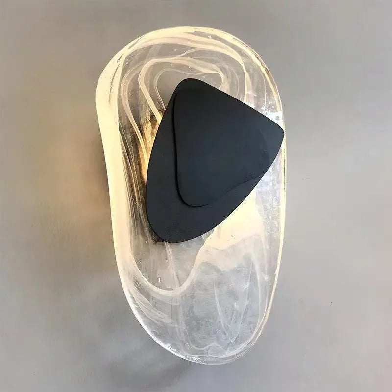 Glazen LED-wandlamp met ijzeren basis – Zwart of goud | Warm, koud of 3-kleuren licht