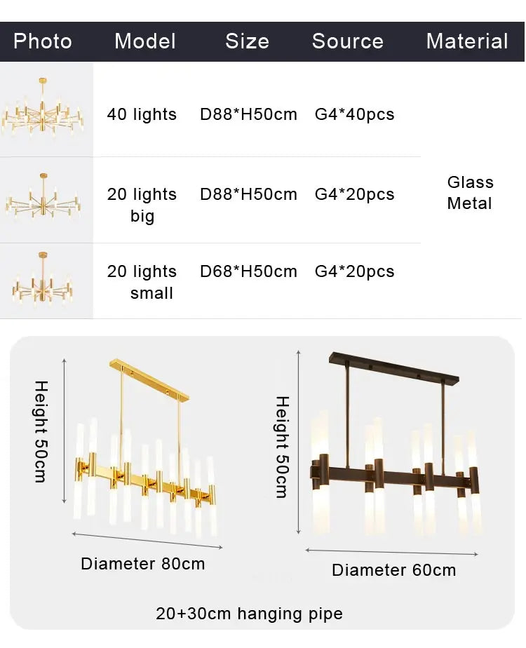 Moderne Nordic Design LED Hanglamp - G4 Kroonluchter Zwart/Goud