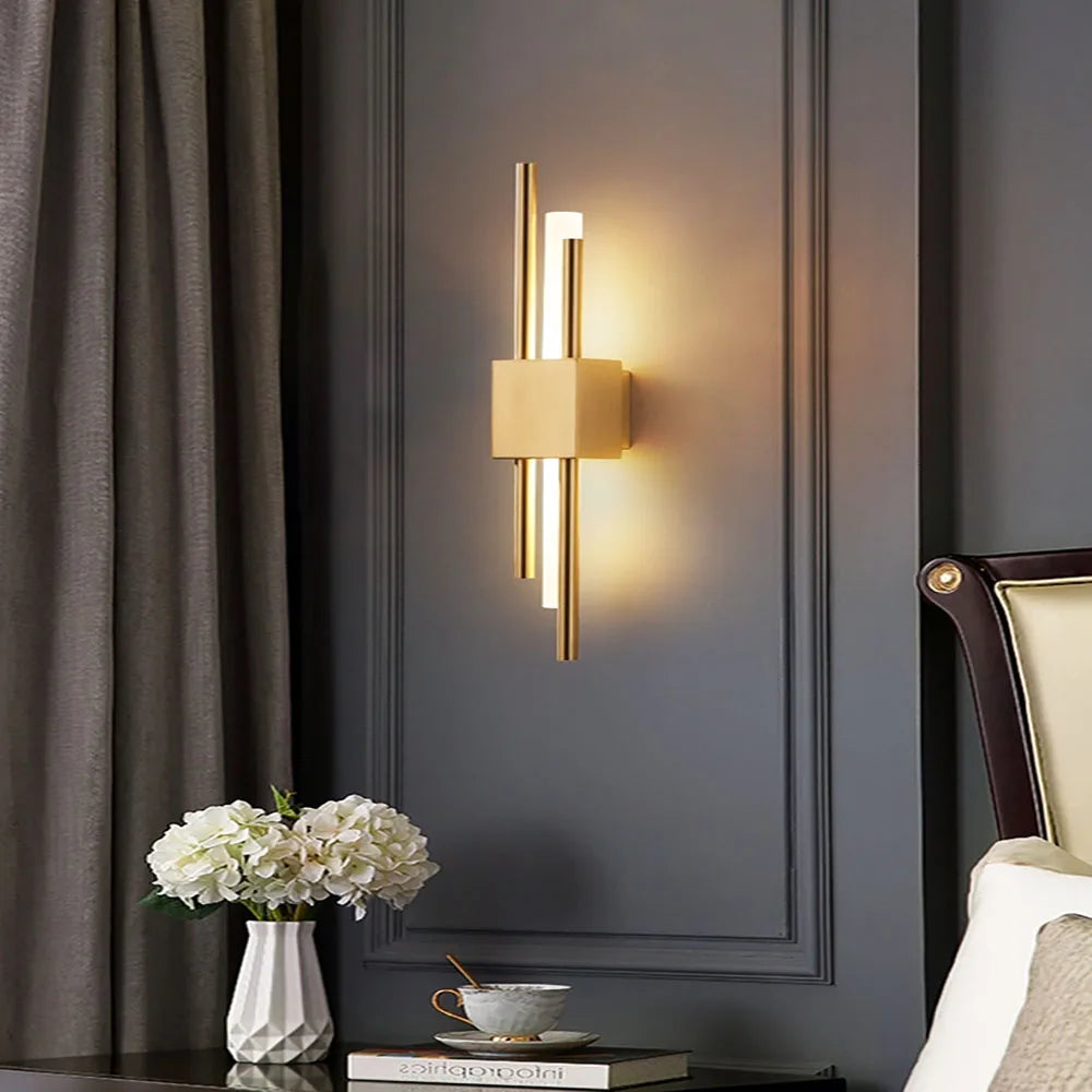 Nordic LED Wall Lamp – Modern Up & Down Sconce | Black/Gold | Bedroom, Living Room, Hallway