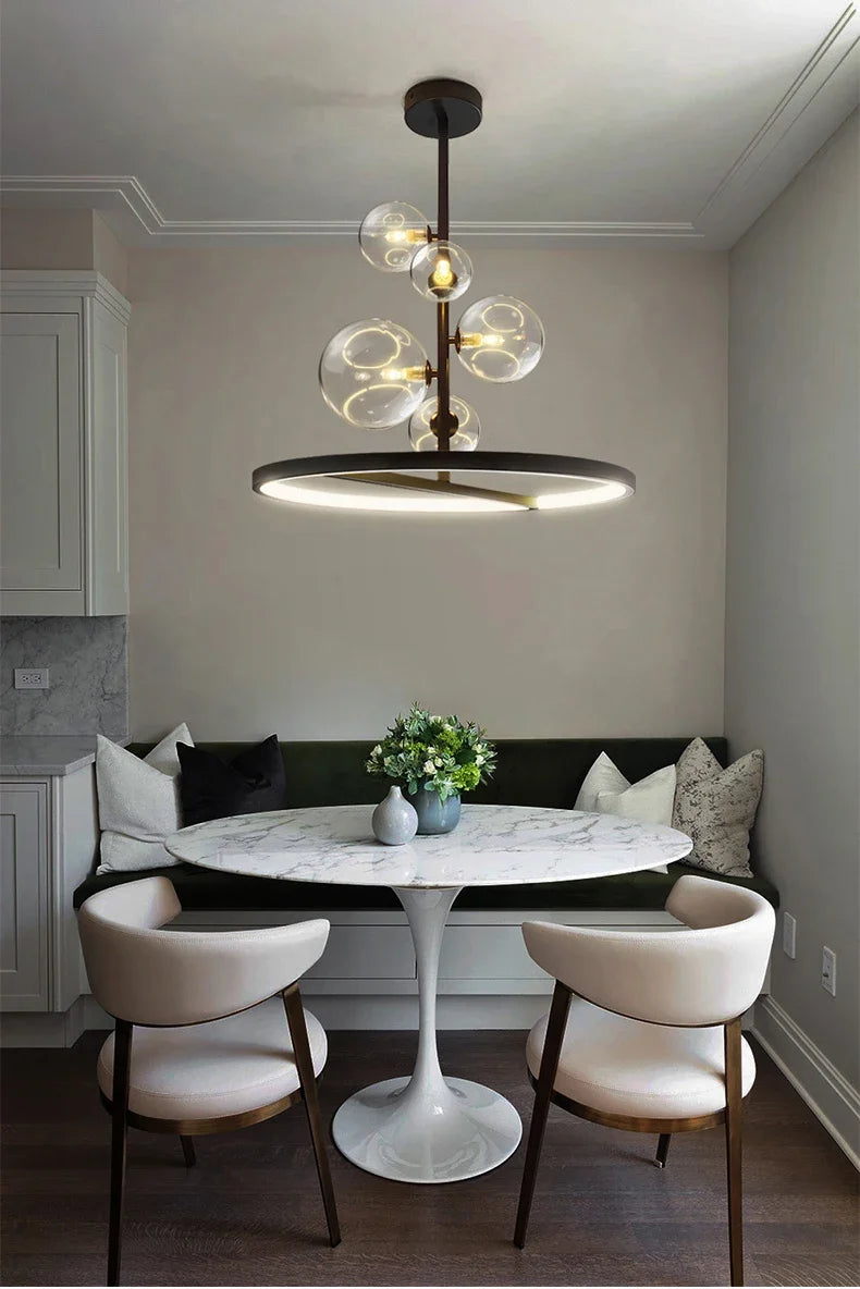 NOSTAGA Glazen Cirkel Hanglamp – LED Kroonluchter