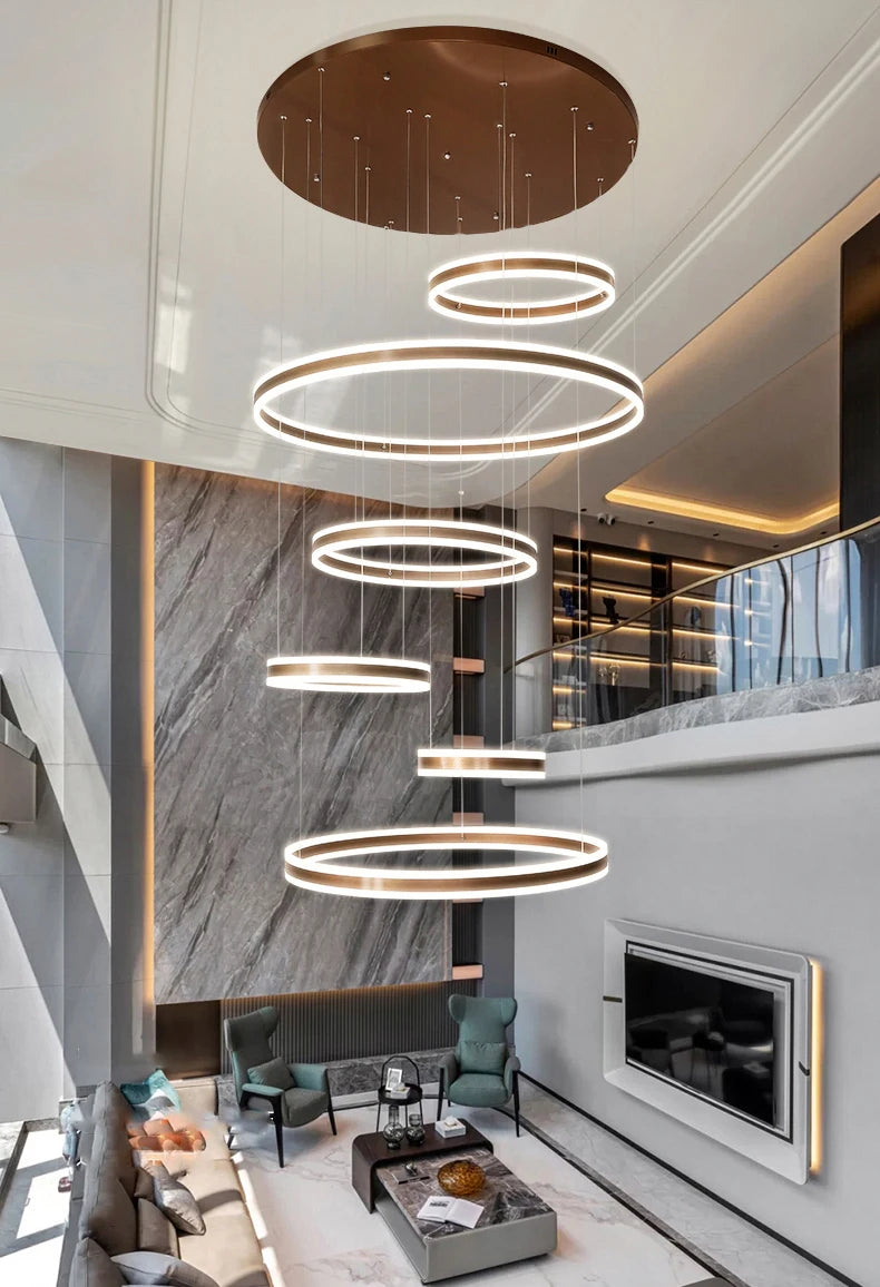Modern LED Ring Chandelier - Multi-Tier Pendant Light