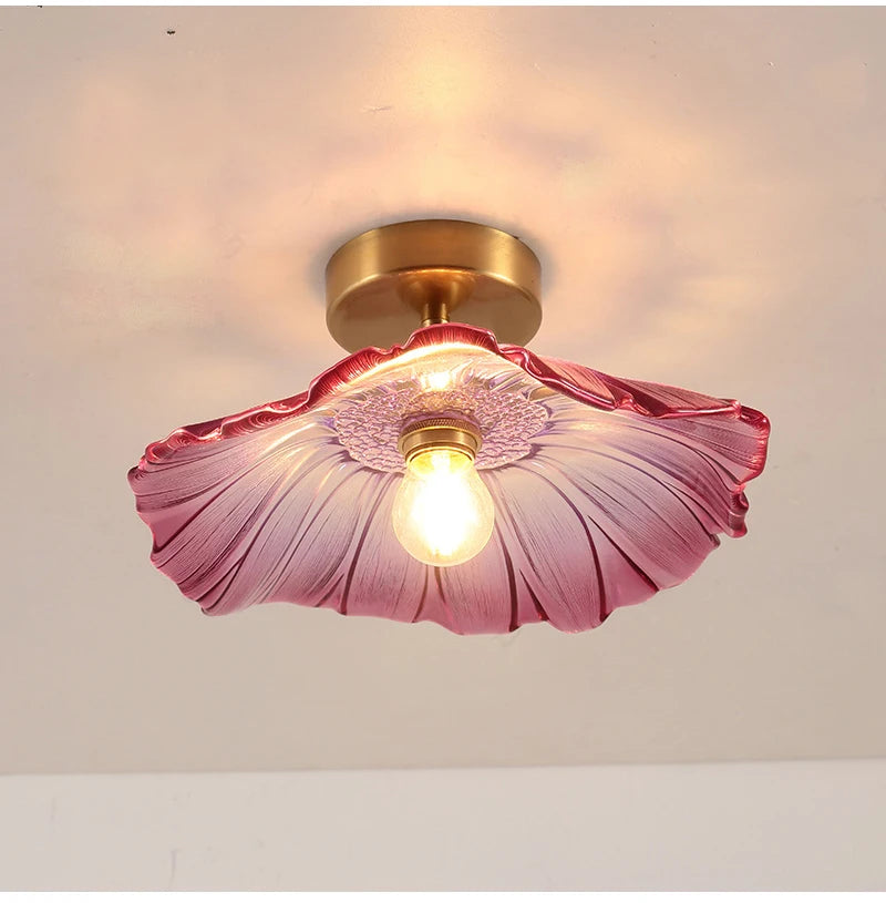 Flower Glass Pendant Lamp - Copper Ceiling Chandelier