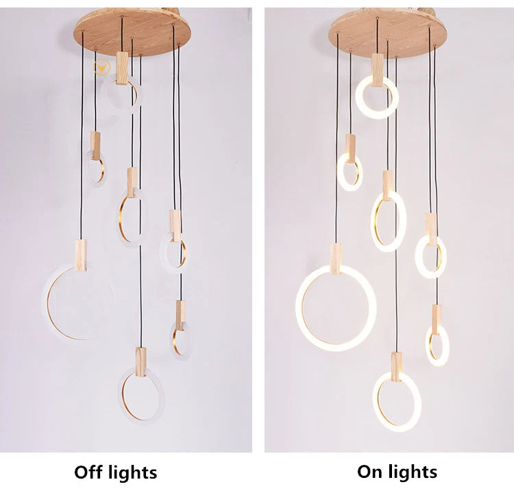 Wooden Ceiling Chandelier - Modern Pendant Light for Living Room, Bedroom & Dining Room