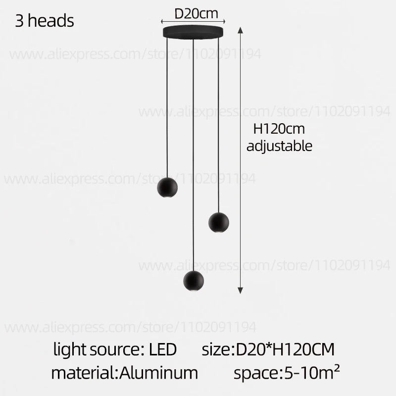 Moderner runder LED-Pendelleuchter – Treppenhausleuchte mit mehreren Leuchten