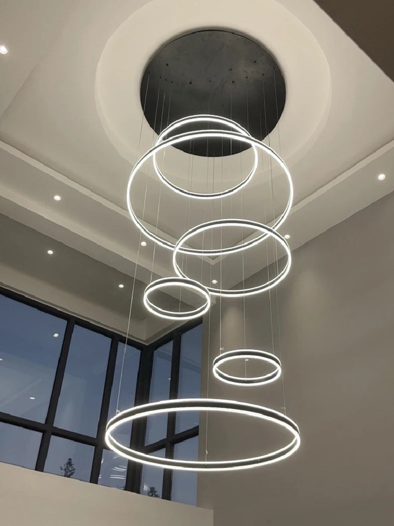 Modern LED Ring Chandelier - Multi-Tier Pendant Light