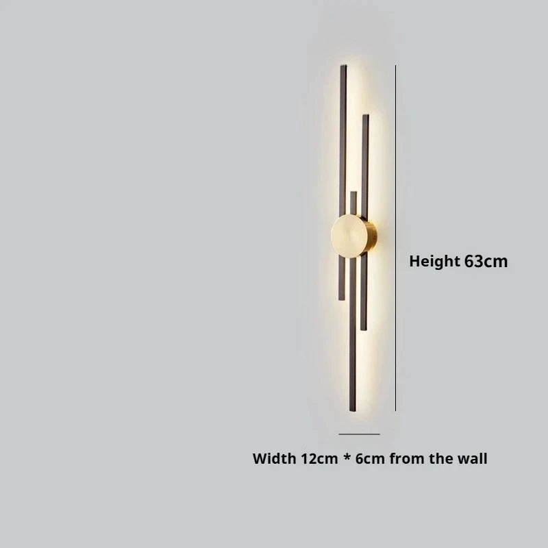 Modern Long Wall Lamp – Luxury Black & Gold LED Sconce | Bedroom, Hallway, Living Room