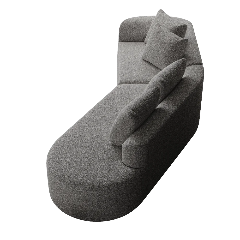 Luxury Dark Gray Chenille Cloud Sofa - 4-Seater Curved Sectional Couch