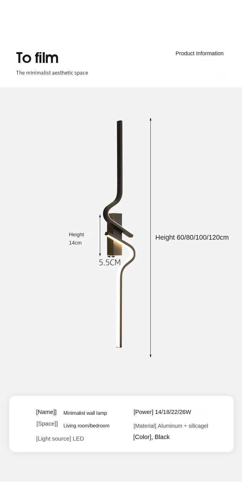 Modern LED Wall Lamp – Minimalist Strip Sconce For Bedside