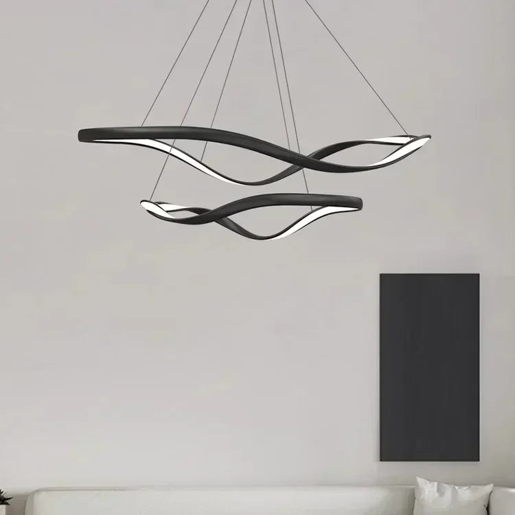 Modern Wavy Ring LED Pendant Light - Circular Designer Chandelier