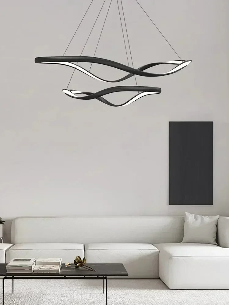 Modern Wavy Ring LED Pendant Light - Circular Designer Chandelier