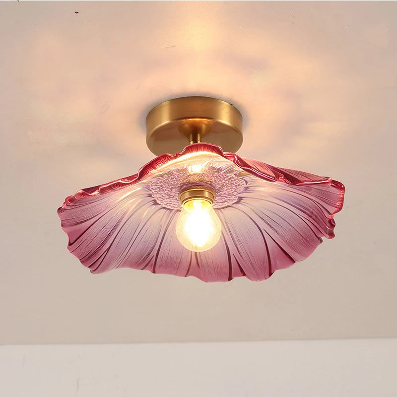 Flower Glass Pendant Lamp - Copper Ceiling Chandelier