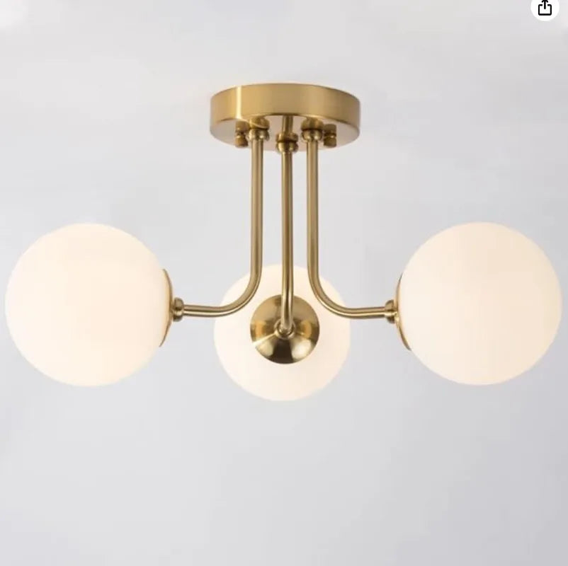 Nordic Glass Ball Ceiling Light - Modern Wrought Iron Flush Mount for Bedroom & Hallway