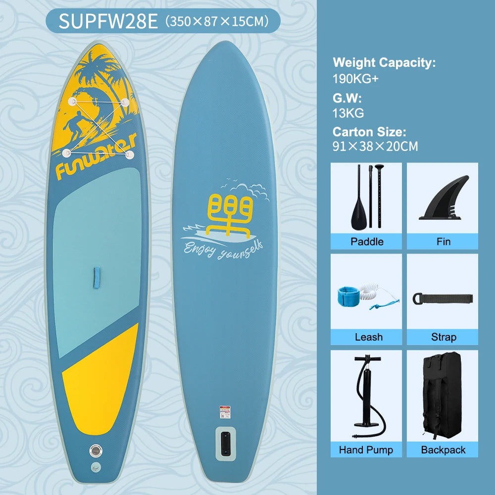 Inflatable SUP board with premium accessories and carrying strap