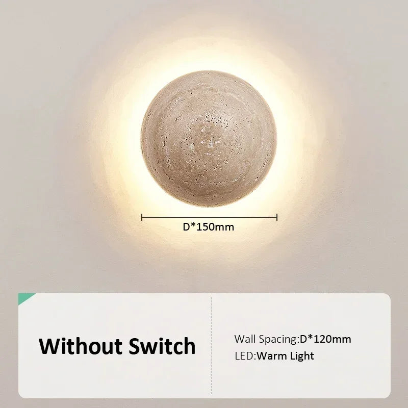 Nordic Limestone Wall Lamp - Natural Stone LED Light for Bedroom & Corridor