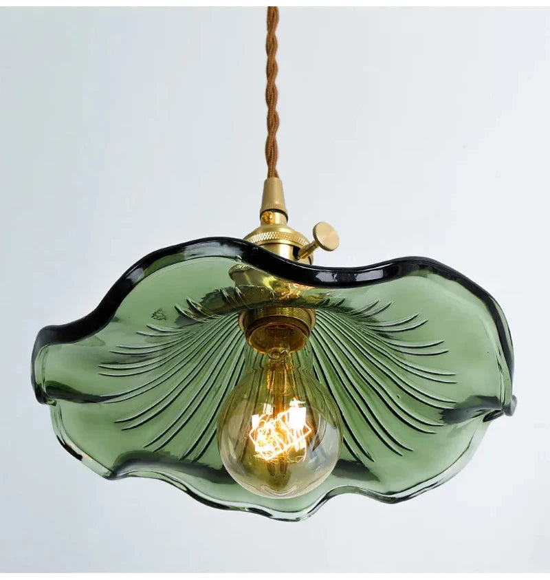 Flower Glass Pendant Lamp - Copper Ceiling Chandelier