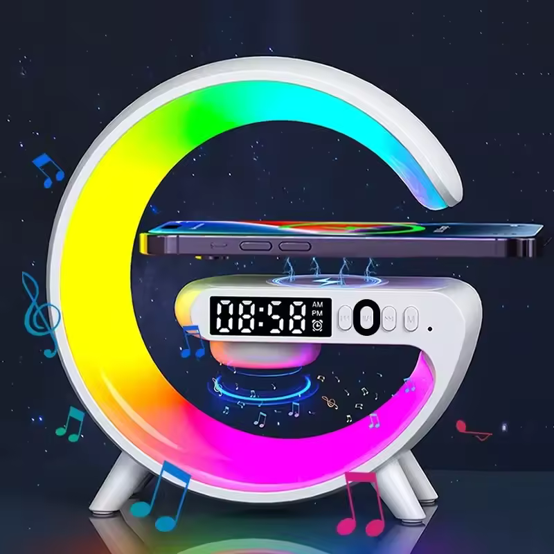 All-in-One Wireless Charger with Speaker, LED + Clock