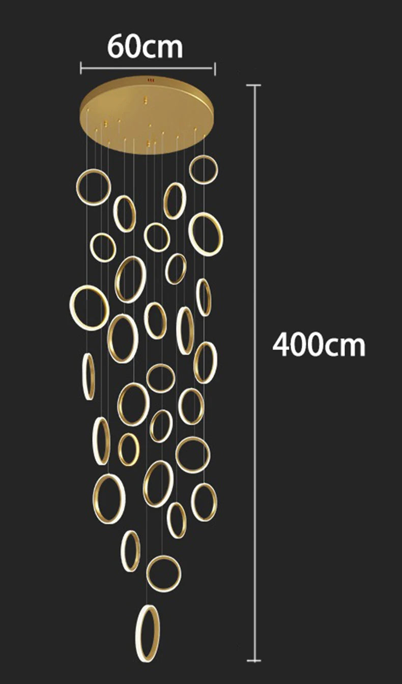 Stairwell Chandelier Crystal Ring - Modern for Staircase & High Ceilings