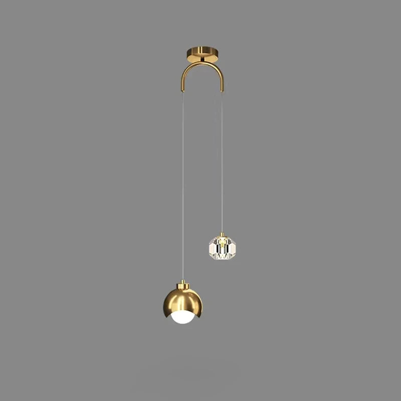 Bogenarm-Kristall-Pendelleuchte – Schwarz & Gold
