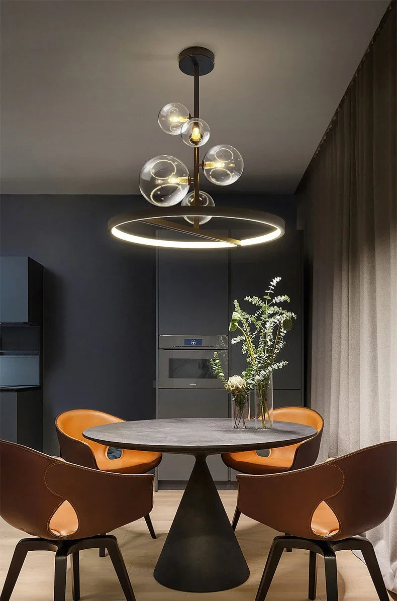 NOSTAGA Glazen Cirkel Hanglamp – LED Kroonluchter