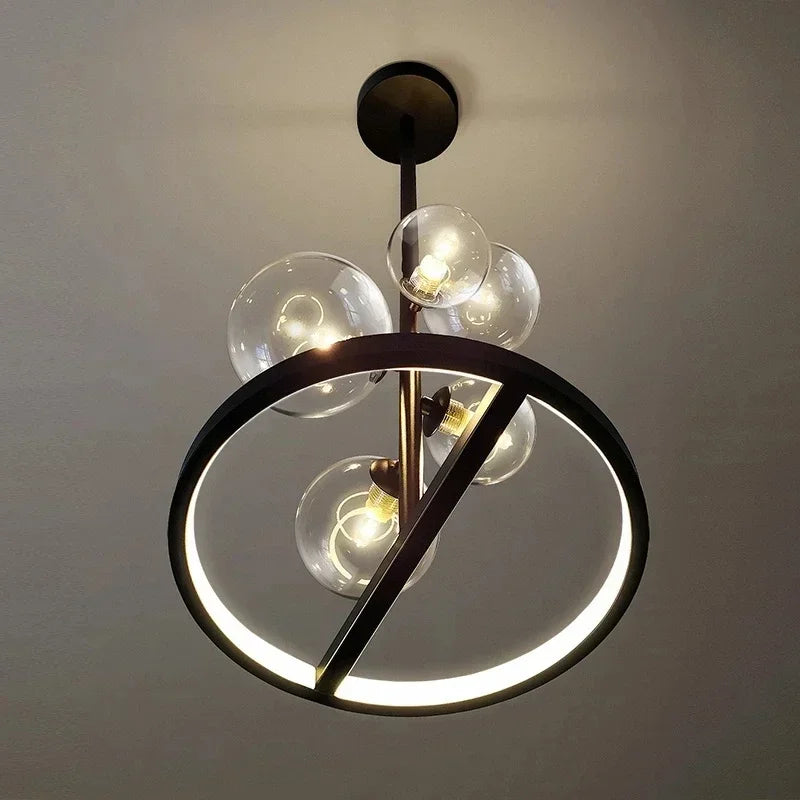 NOSTAGA Glazen Cirkel Hanglamp – LED Kroonluchter