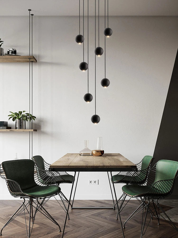 Moderner runder LED-Pendelleuchter – Treppenhausleuchte mit mehreren Leuchten