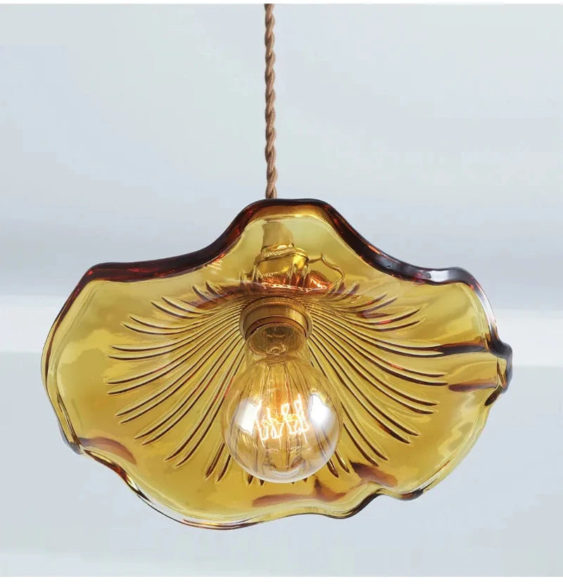 Flower Glass Pendant Lamp - Copper Ceiling Chandelier