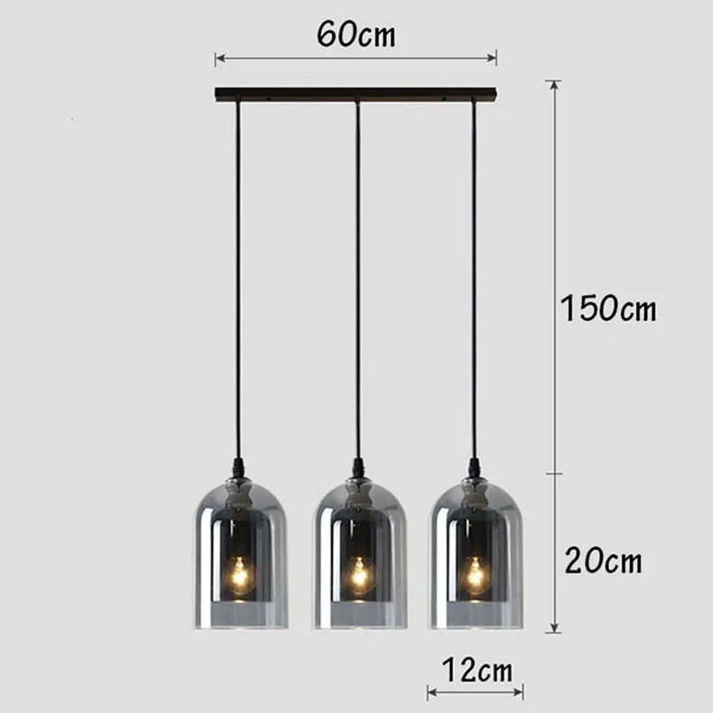 Moderne Pendelleuchte – Glas & Eisen, 1 oder 3 Köpfe, dimmbar