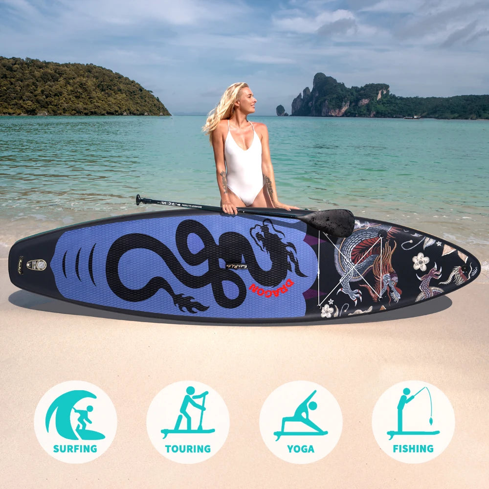 Inflatable SUP board with premium accessories and carrying strap