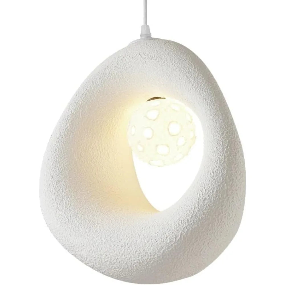 Modern Wabi-Sabi Pendant Light - White Textured Ceiling Lamp