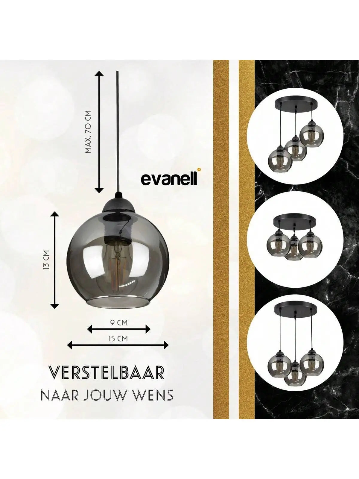Moderner Glas-Pendelleuchter – Graue Ausführung, mehrflammige Leuchte