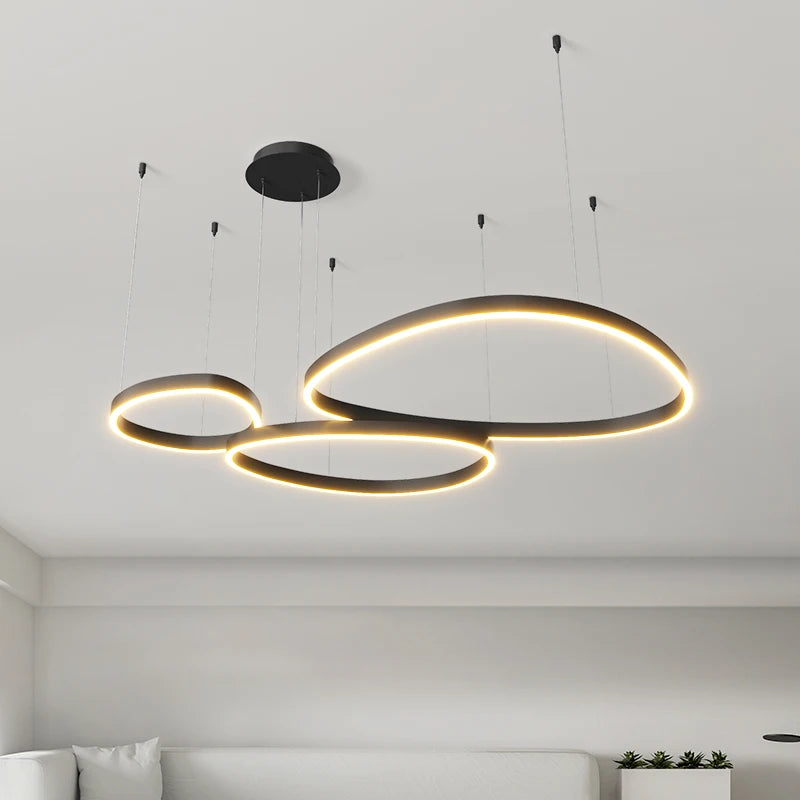 LED Ring Chandelier - Modern Pendant Light for Living Room, Bedroom & Dining Room