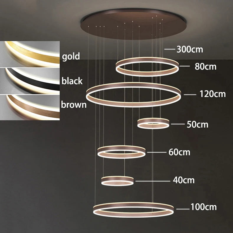 Modern LED Ring Chandelier - Multi-Tier Pendant Light