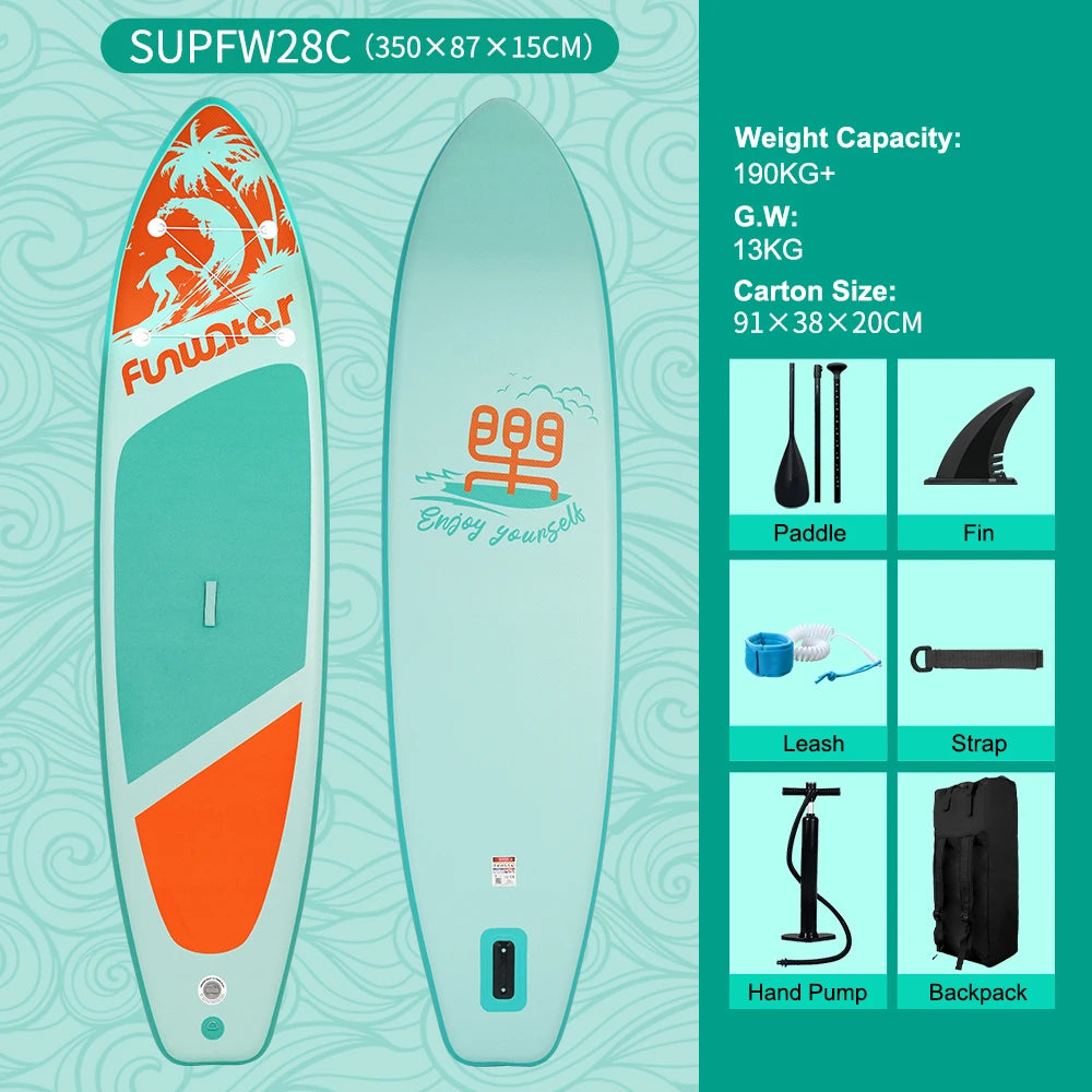 Inflatable SUP board with premium accessories and carrying strap