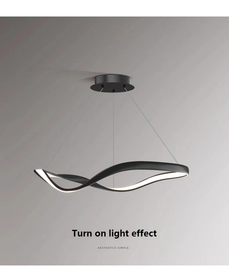 Modern Wavy Ring LED Pendant Light - Circular Designer Chandelier