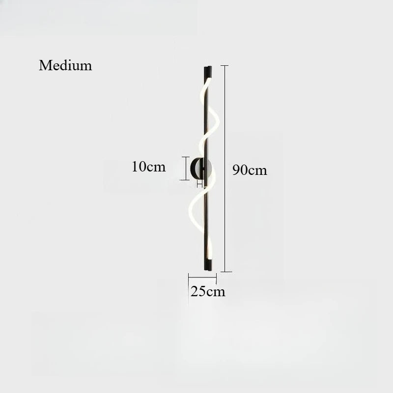 LED Spiral Wall Lamp – Modern Black & Gold Sconce | Bedroom, Living Room, Hallway