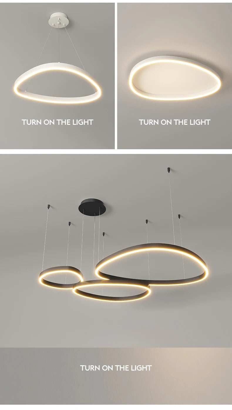 LED Ring Chandelier - Modern Pendant Light for Living Room, Bedroom & Dining Room