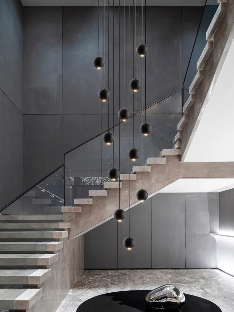 Moderner runder LED-Pendelleuchter – Treppenhausleuchte mit mehreren Leuchten
