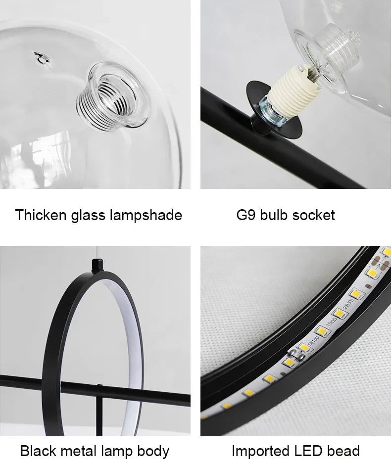 NOSTAGA Glazen Cirkel Hanglamp – LED Kroonluchter