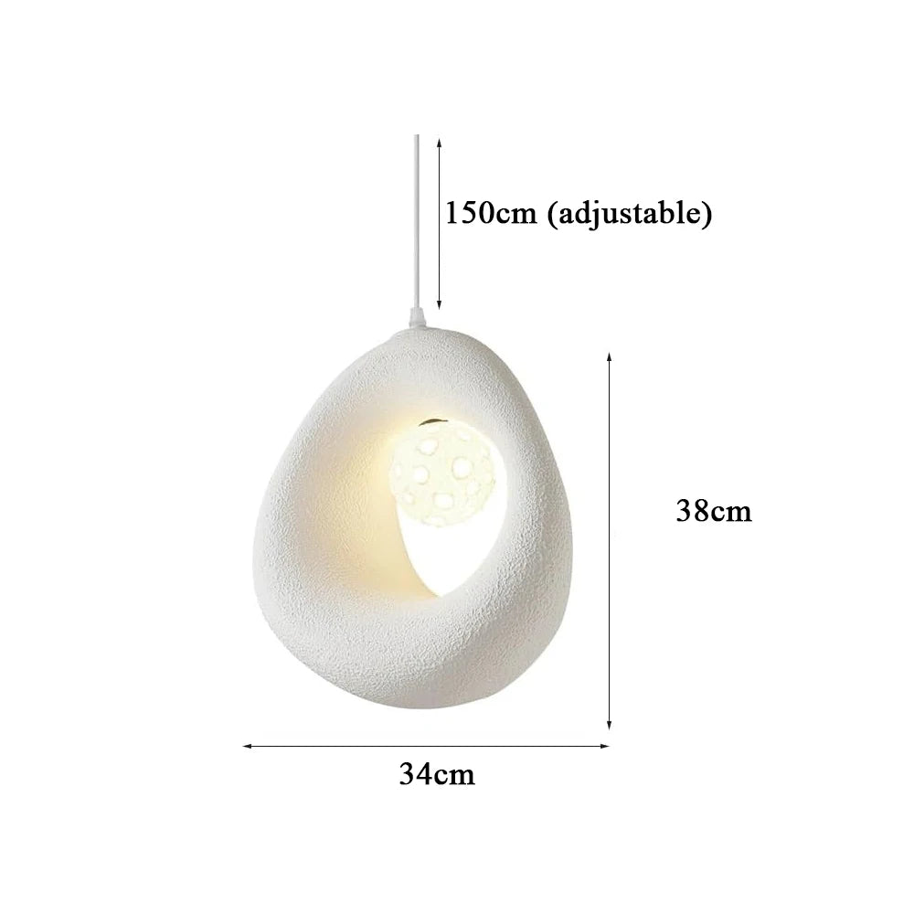 Modern Wabi-Sabi Pendant Light - White Textured Ceiling Lamp