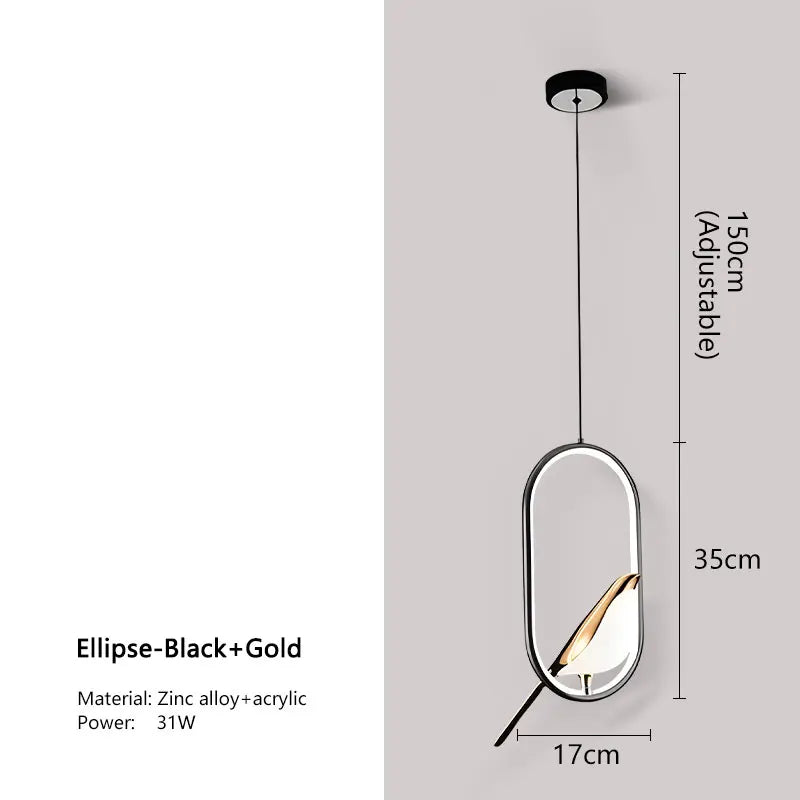 LED-Pendelleuchte „Elstervogel“ – Modernes nordisches Design