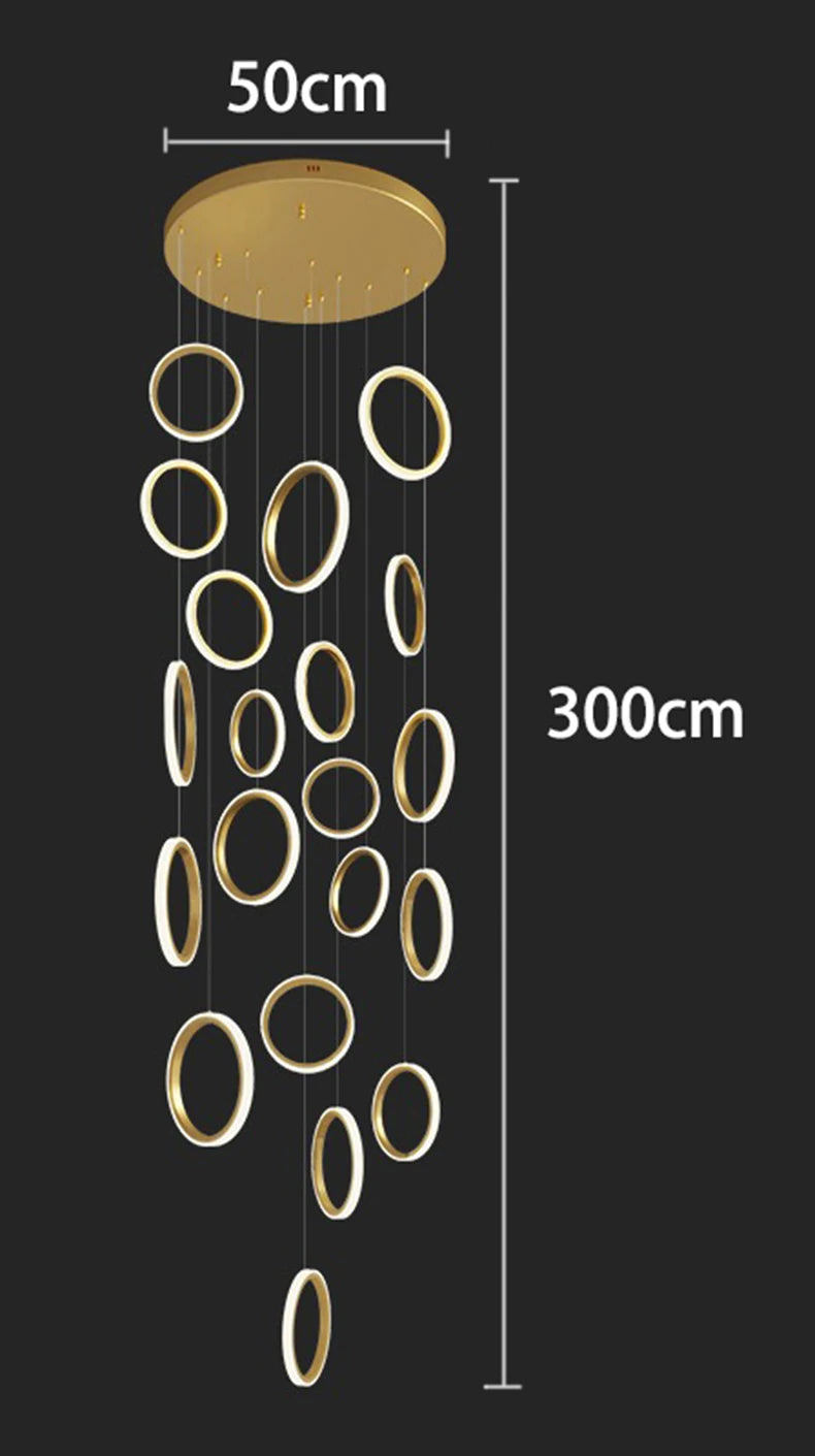 Stairwell Chandelier Crystal Ring - Modern for Staircase & High Ceilings